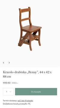 Krzeslo draninka rozkładane drewniane