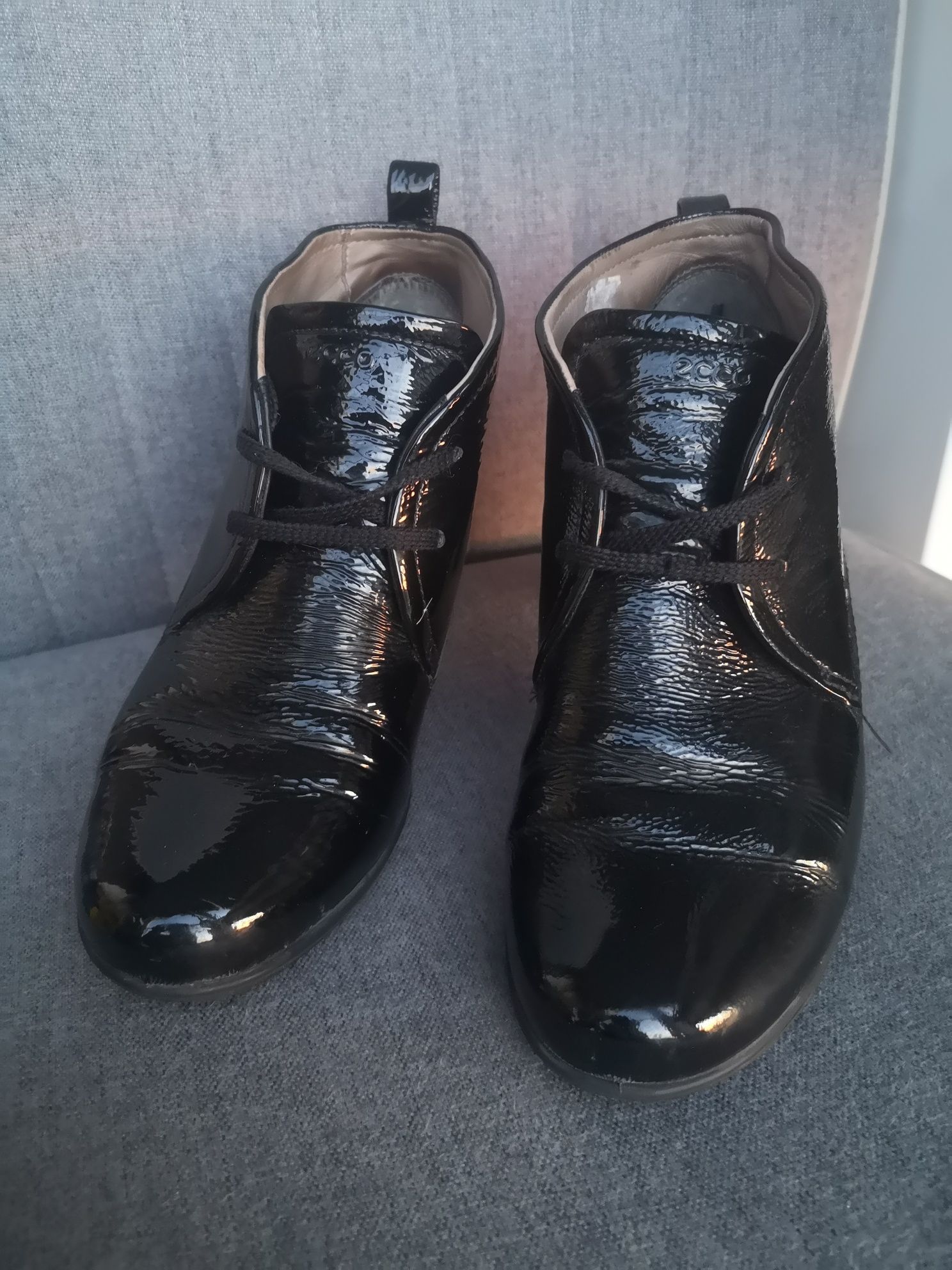 Buty skórzane czółenka botki Ecco roz 38 skóra czarne
