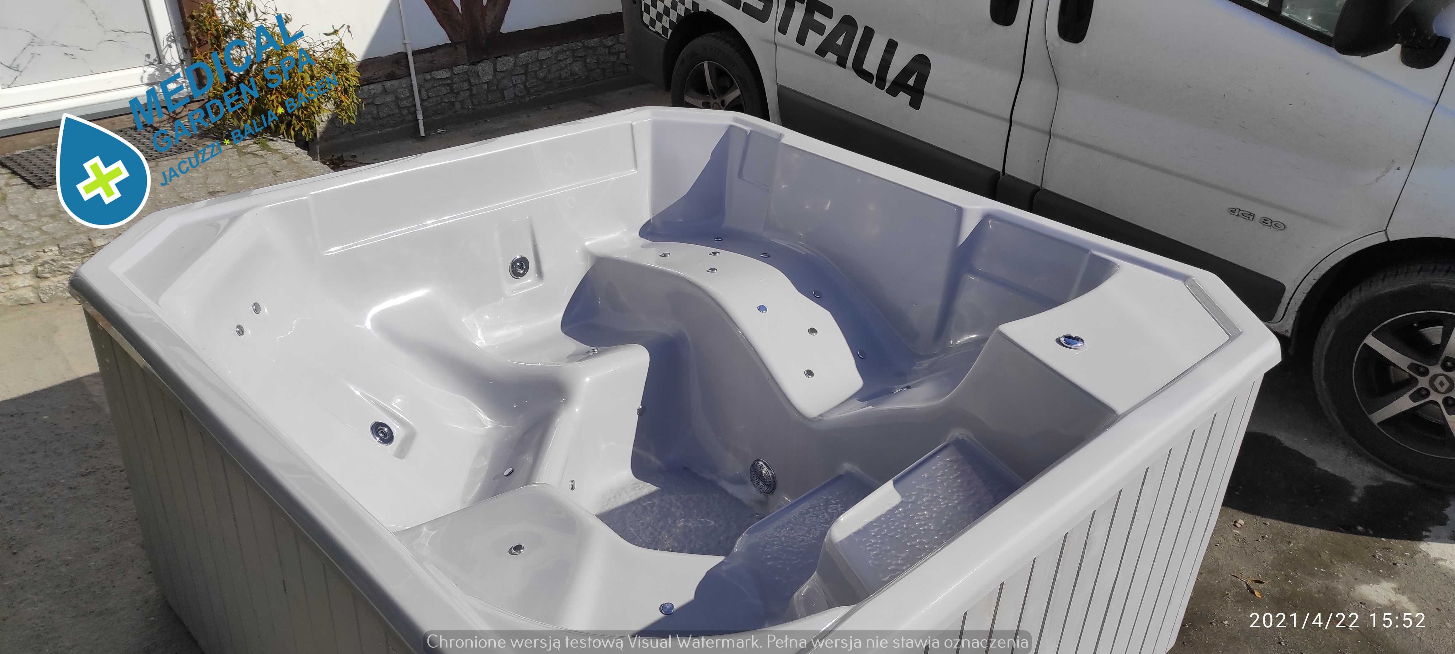 Jacuzzi zimowe ogrodowe hydromasaż gorąca beczka ruska bania basen
