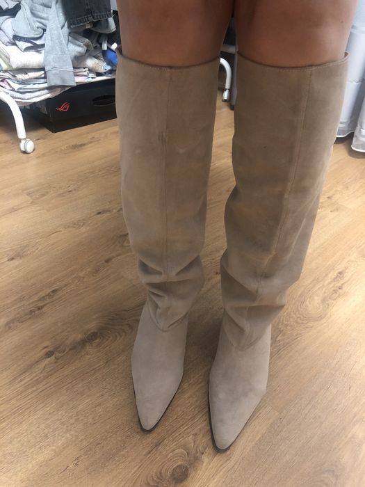 Замшеві козаки,сапоги Zara, бежеві