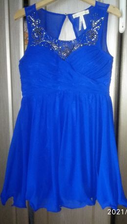 Синее женское платье