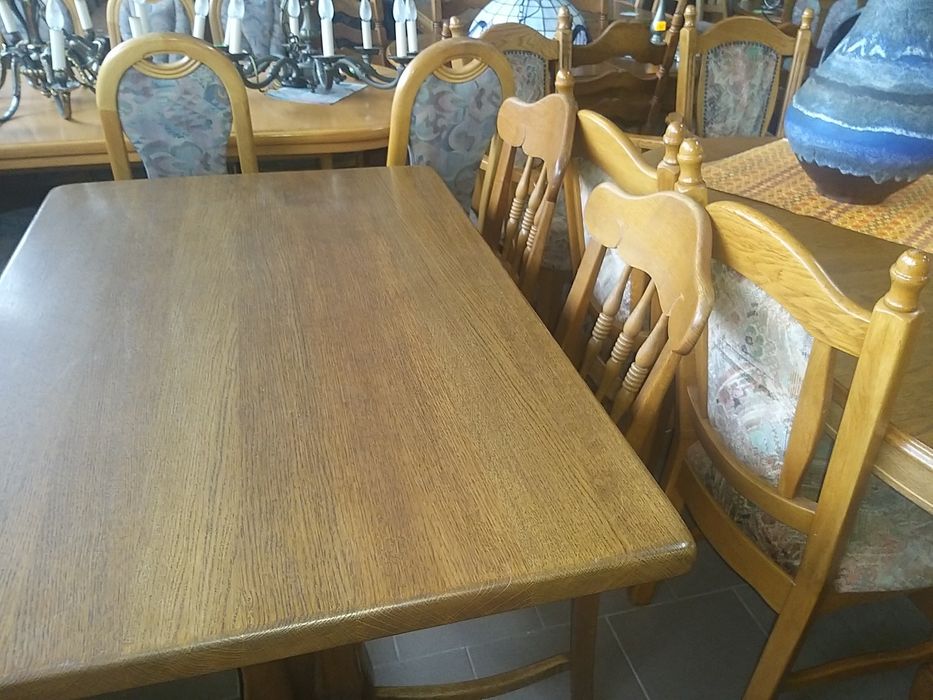 Narożnik kuchenny dębowy 150x200 cm + stół + 2 krzesła stan bdb