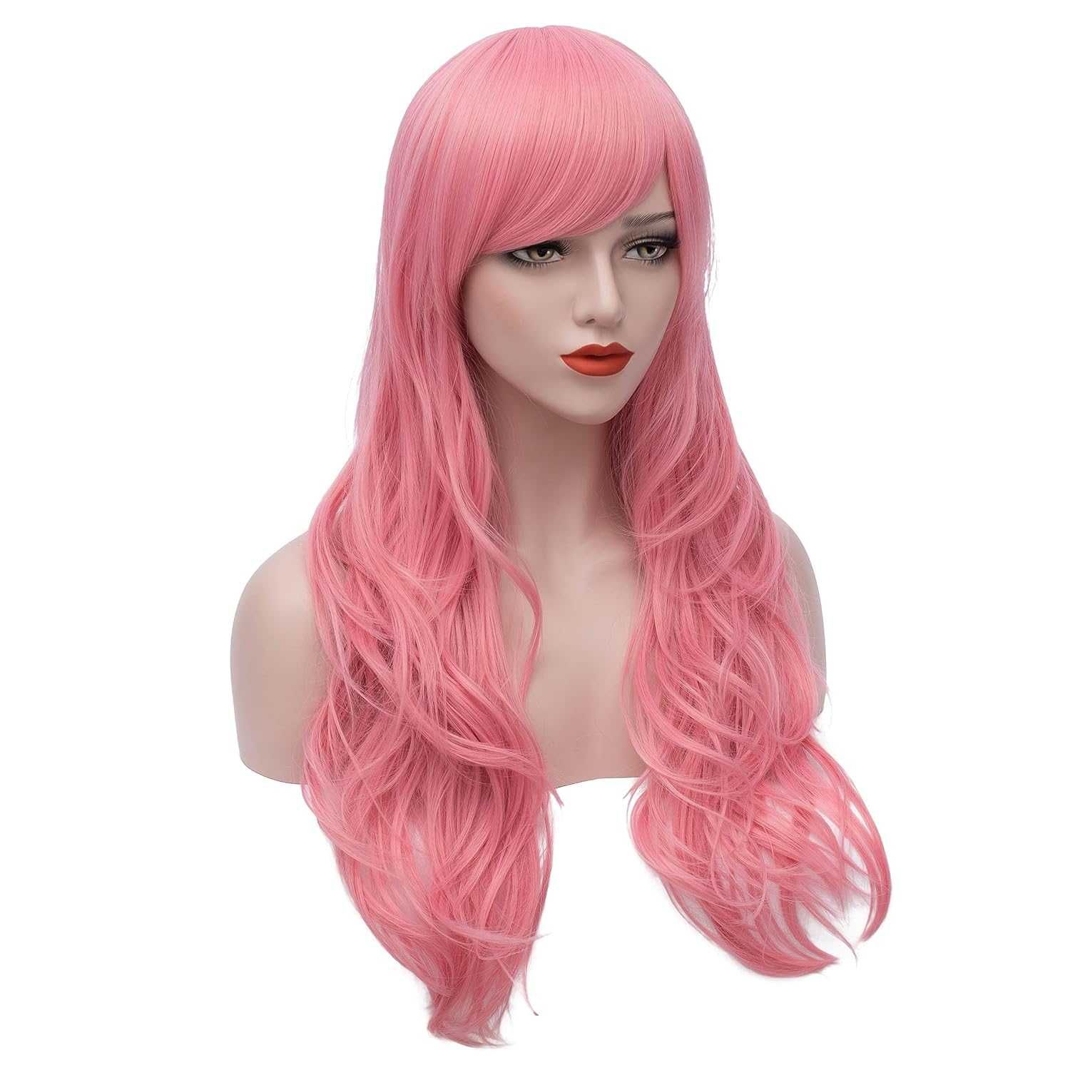Peruka Różowa Falista Halloween Cosplay włosy długie syntetyczne