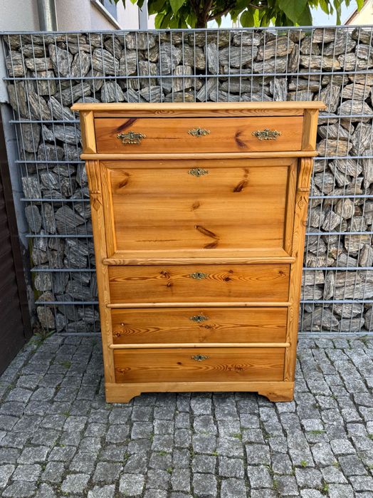 Sekretarzyk sosnowy Sekretera szyfoniera biurko z blatem stary