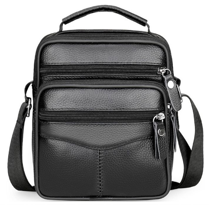 Чоловіча сумка-барсетка шкіряна через плече з ручкою