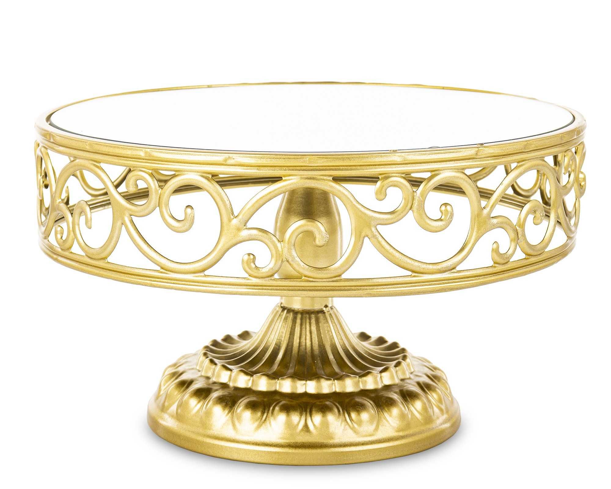 Patera taca złota metalowa 15x26 cm szklana glamour dekoracja pałacowa
