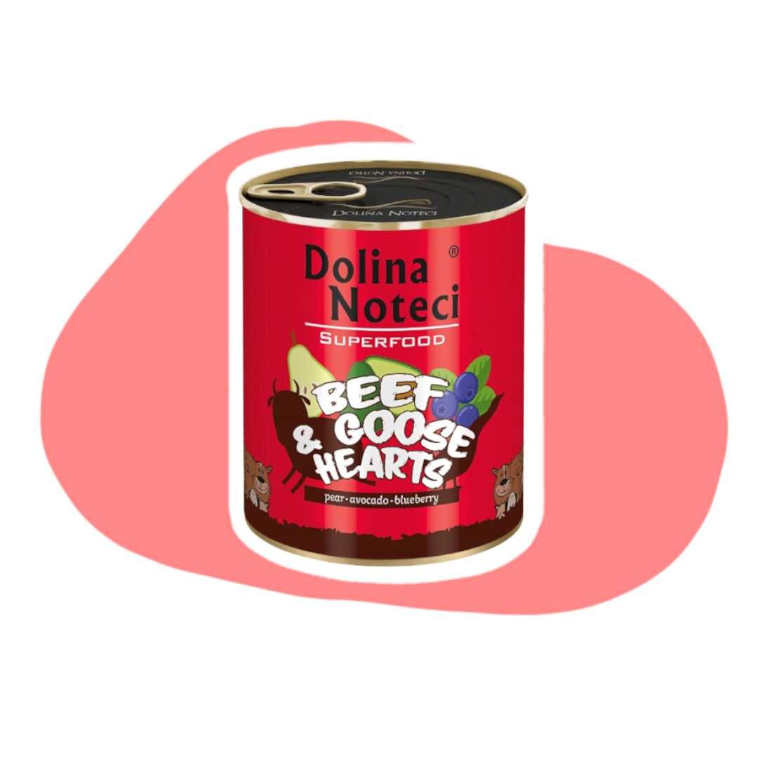 Dolina Noteci Superfood Wołowina serca gęsi 12x800g Karma mokra psa