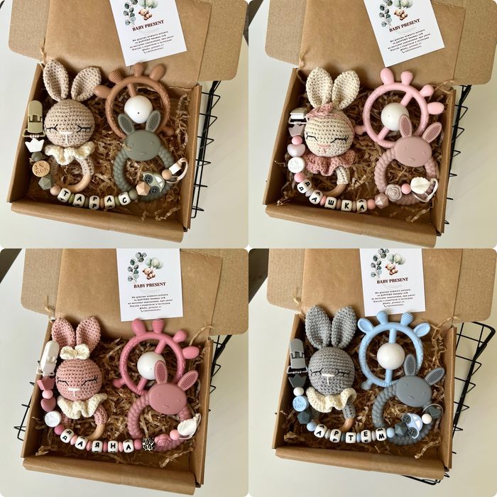 Іменний тримач, Гризунець, Прорізувач, Брязкальце, Пустушки Bibs