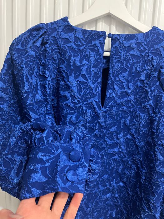 niebieska chabrowa bluzka elegancka scandi unikat vintage XS/S