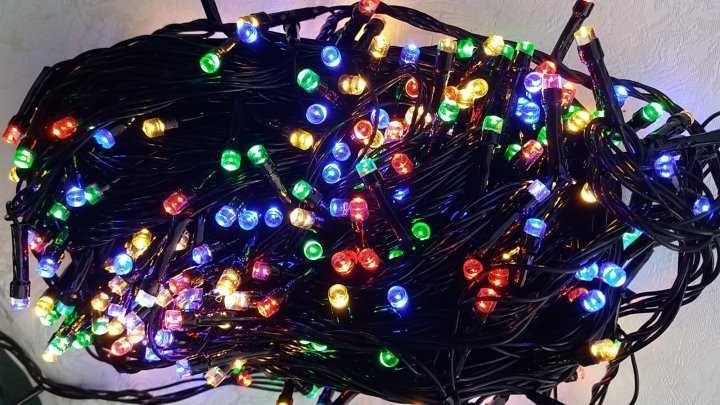 Гирлянда диодная, разноцветные огни и 100, 200, 400, 500 LED лампочек