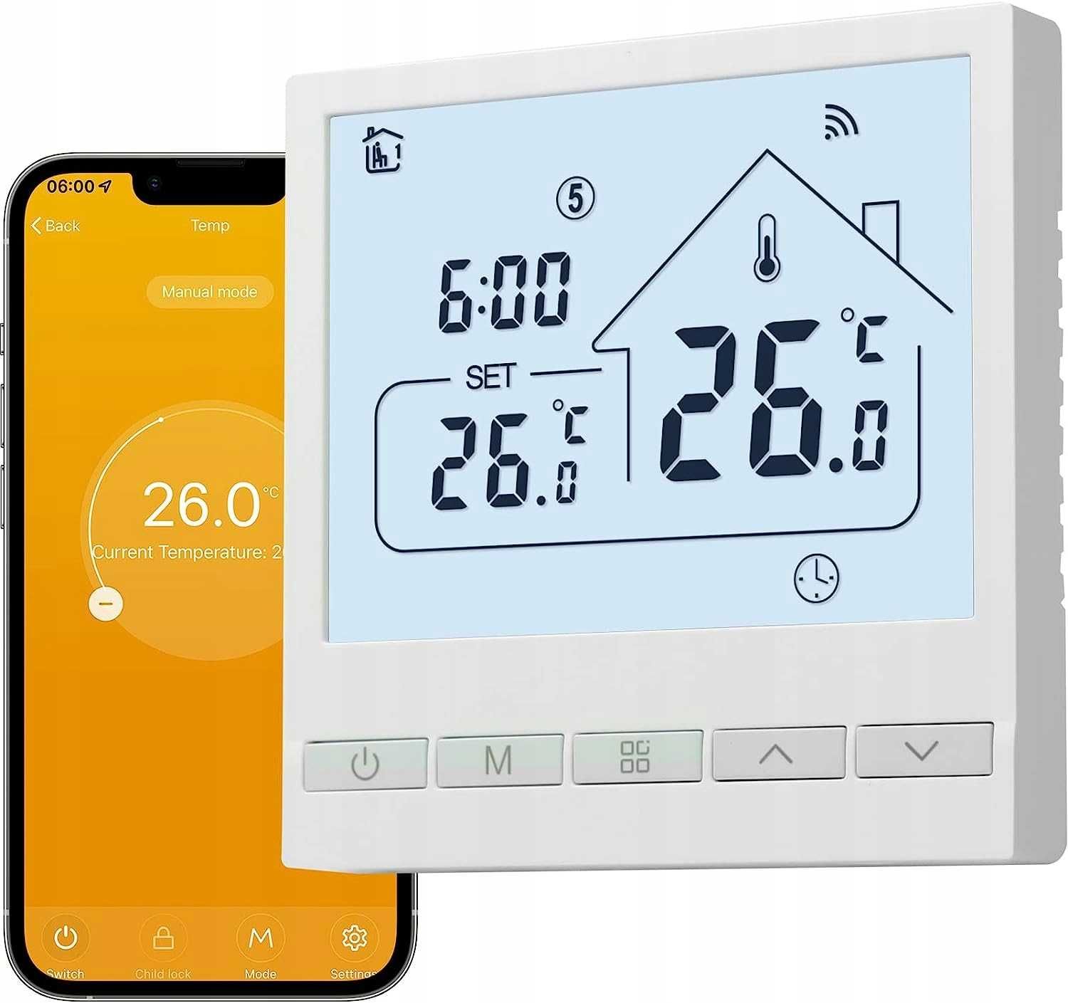 TERMOSTAT Pokojowy Sterownik Grzewczy TOL47WiFiWP SMART aplikacja