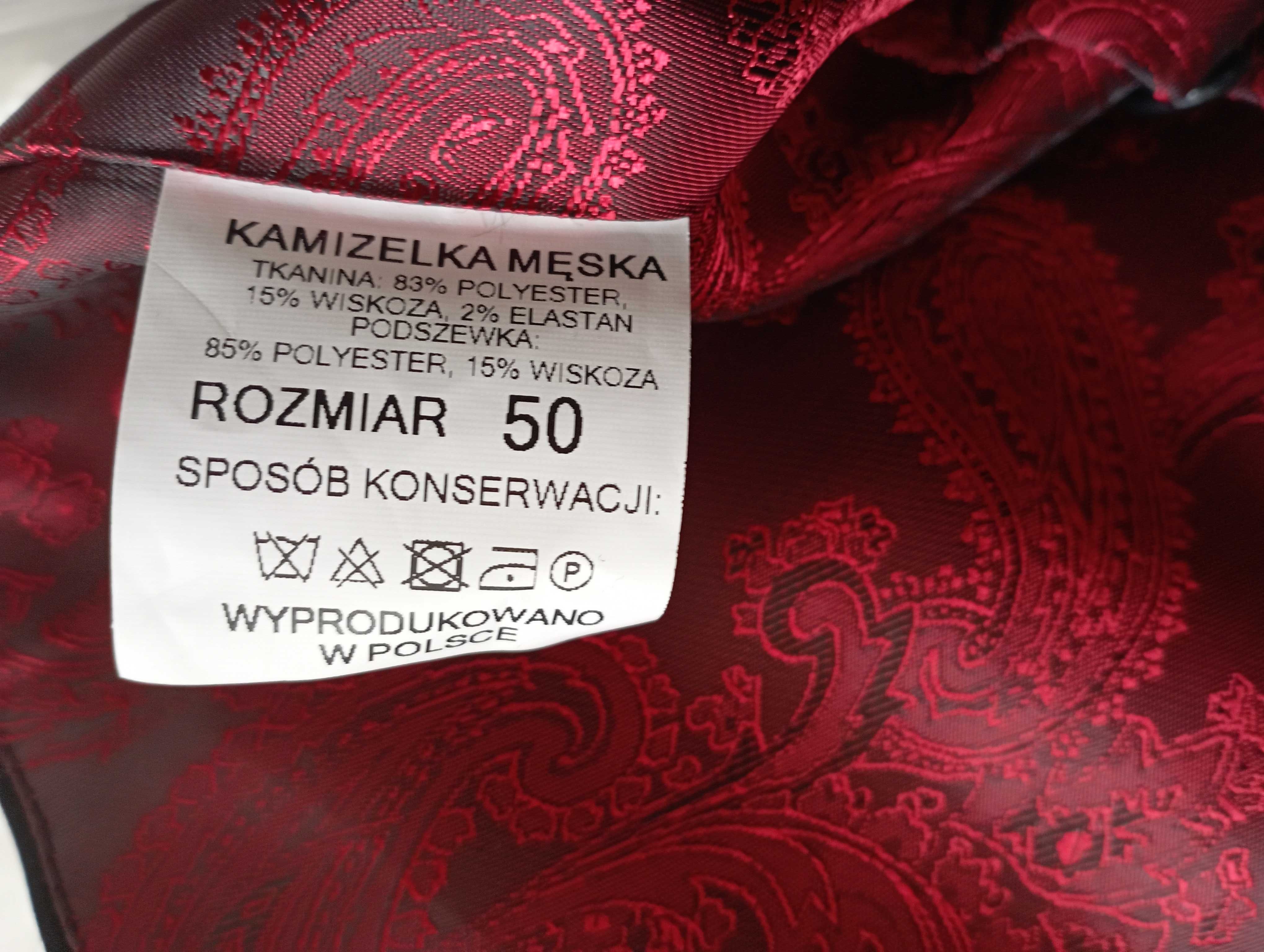 NOWA Elegancka kamizelka CZARNA r.50 + mucha + poszetka
