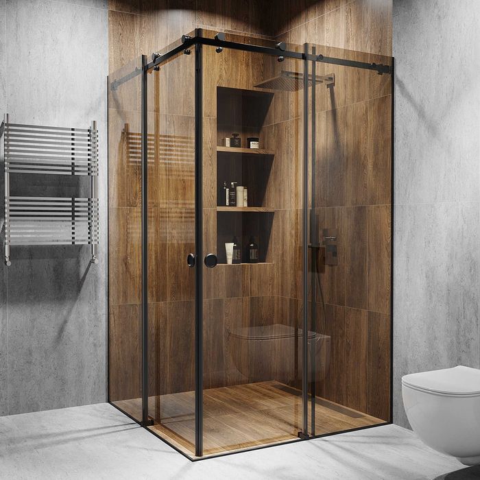 Кутова розсувна душова кабіна під замовлення|Скло+ фурнітура в кольорі