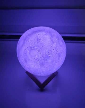 Настольный неоновый 3D ночник-луна от аккумулятора сенсор 17.5см