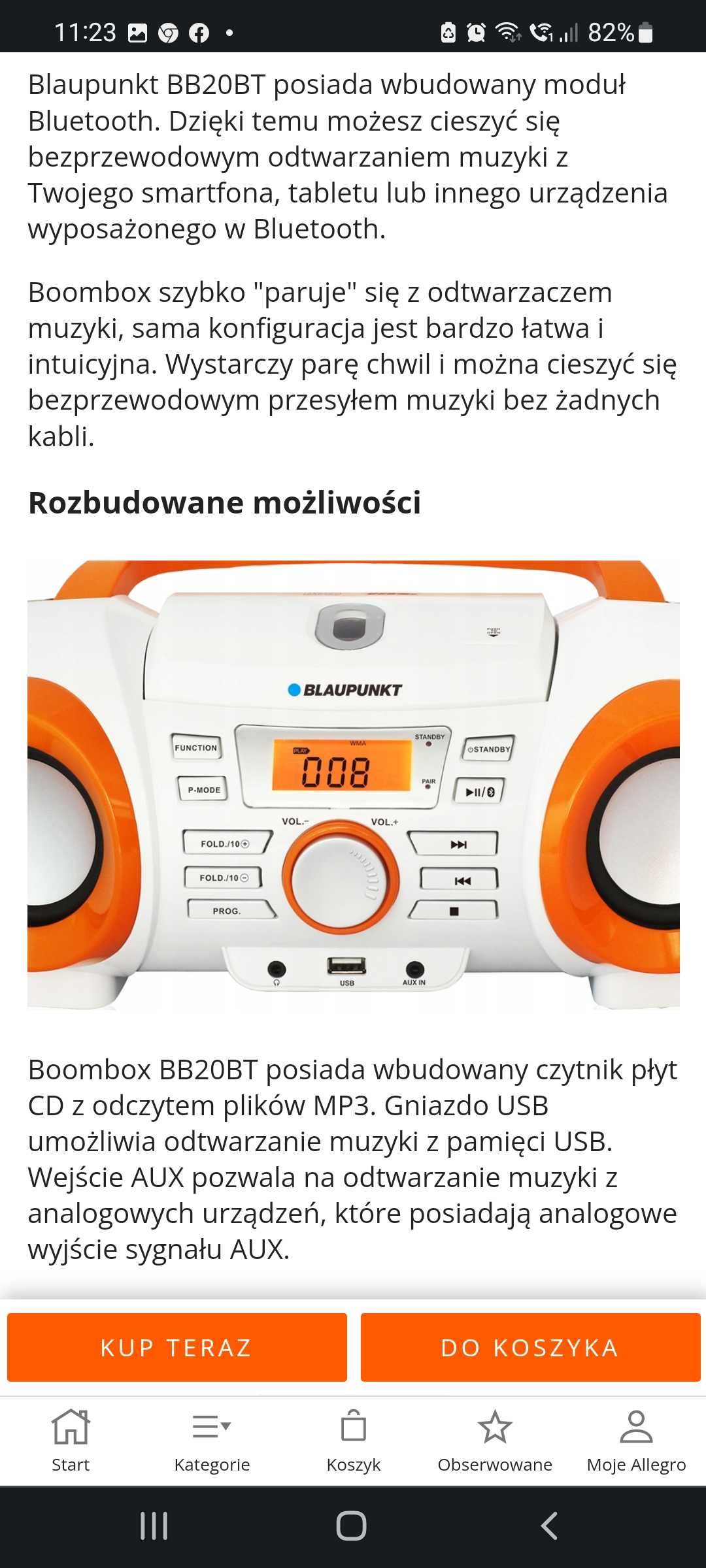 Radio sieciowo bateryjne FM Blaupunkt BB20BT