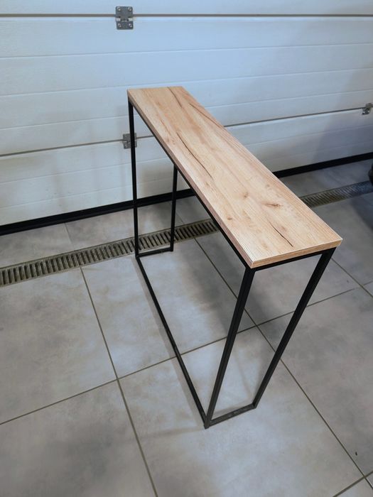 Konsola, loft, dąb Craft zloty, profile czarne, nowoczesna