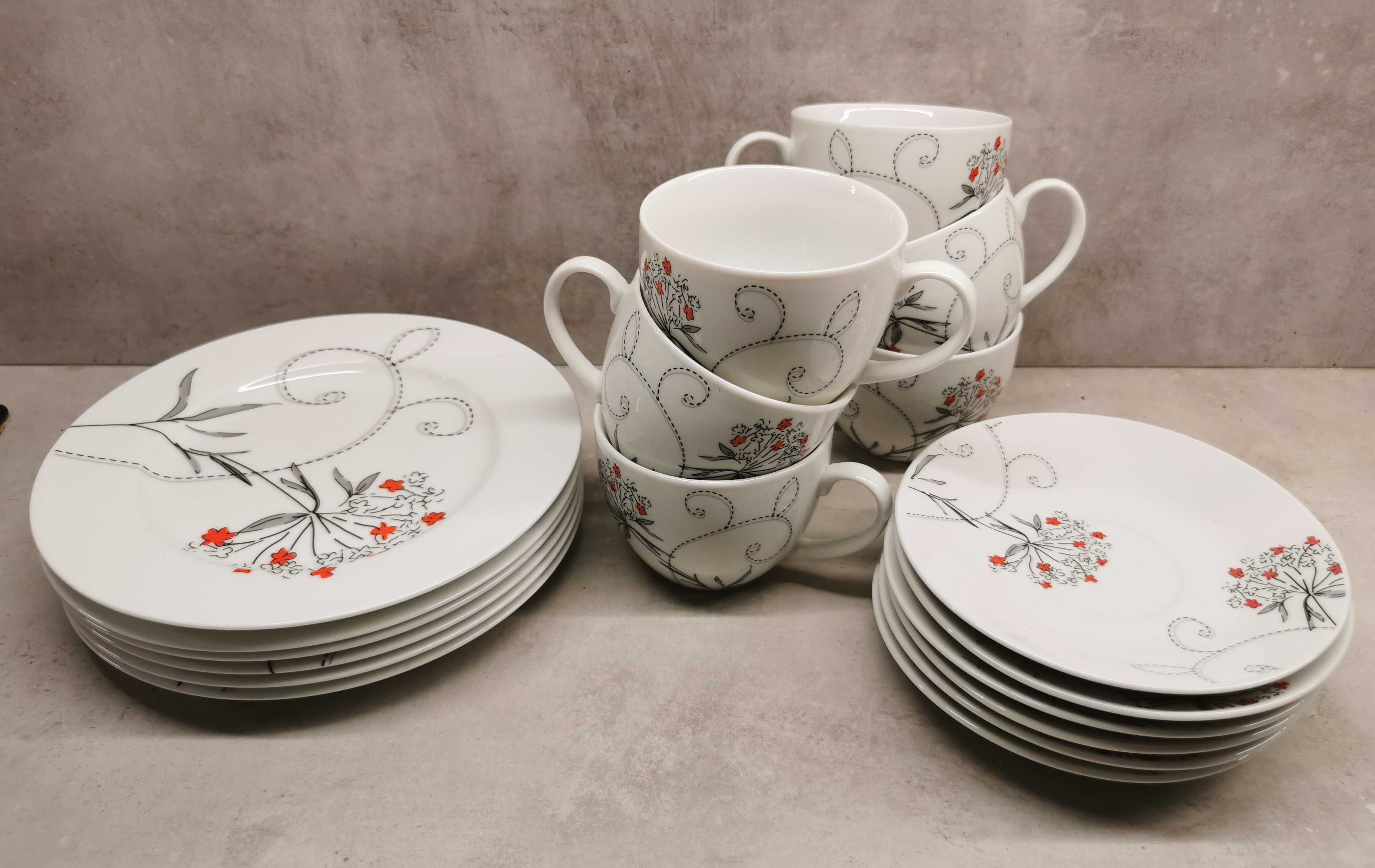 Altomdesign Arabella Serwis kawowy dla 6 osób Zestaw porcelany