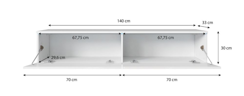 Szafka RTV 140 cm czarna wisząca lub stojąca