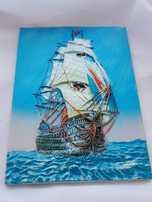 картина море корабль барельеф