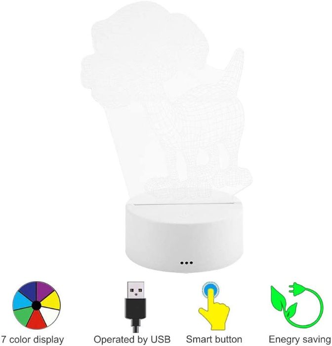 Lampada LED 3D RGB com Controlo Remoto Luminaria 3W 4,5V NOVO e SELADO