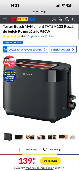 Toster Bosh praktycznie nowy