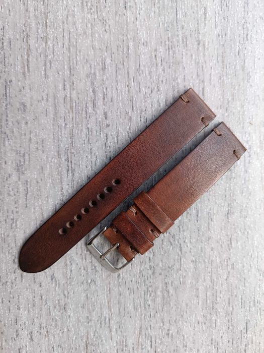 Skórzany pasek zegarka 18 mm brąz M cienki
