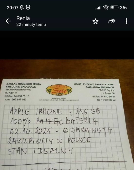 iPhone 14 praktycznie jak nowy ogłoszenie grzecznościowe