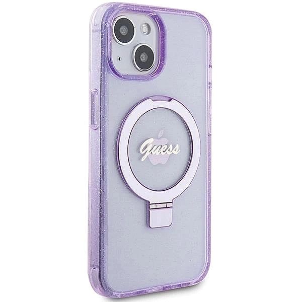Etui Guess Ring Stand Script Glitter MagSafe na iPhone 15 Plus / 14 Pl