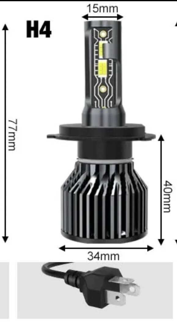 Lâmpada H4 Led Canbus  Faróis LED CSP 3570 Lâmpada 6500K Branca  12V