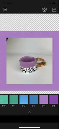 Kubek filiżanka gliniana handmade liliowa minimalistyczna