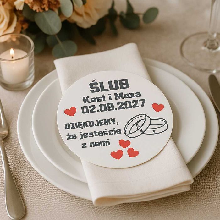 Personalizowanie podstawki na wesele, pamiątka dla gości