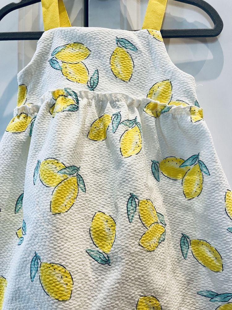 Sukienka ZARA 80 cytryny neon mini falbanki