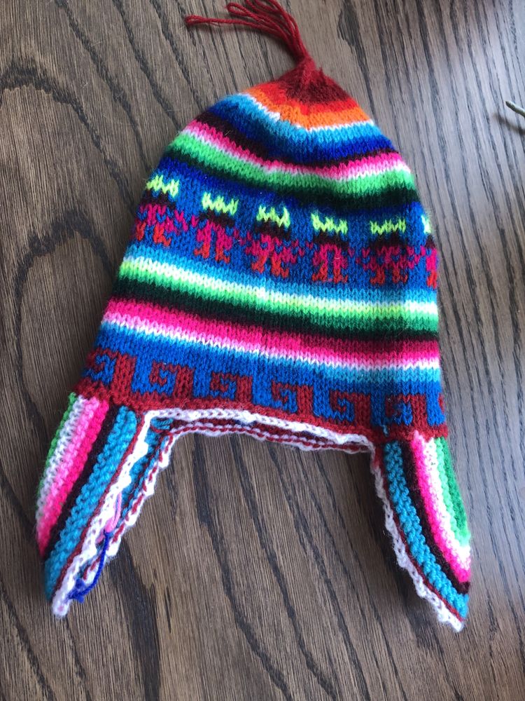 Kolorowa czapka peruwiańska dziecięca Peru hand made