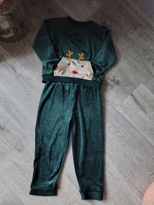 Welurowy komplet dla chłopca #renifer  #butelkowazieleń