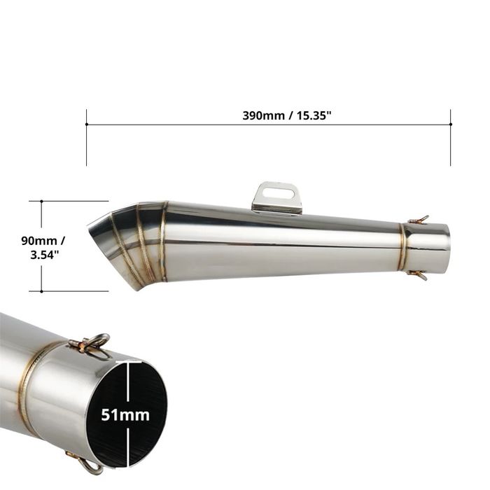 Ponteira escape aço inoxidável 39 cm moto cafe racer