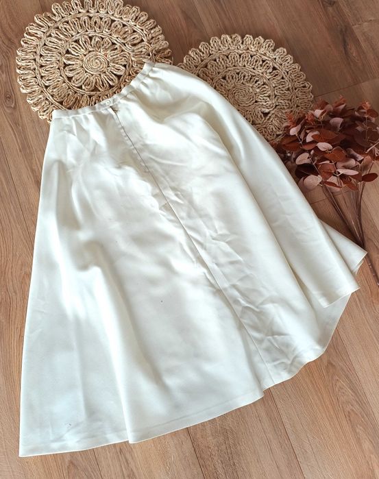 biała kremowa écru midi długa spódnica spódniczka 34XS 36S old money