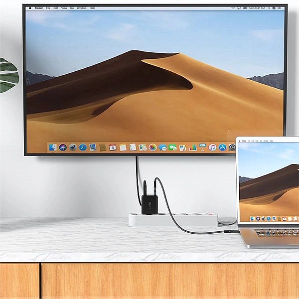 Acefast 2w1 ładowarka sieciowa GaN 65W USB Typ C / USB, adapter przejś