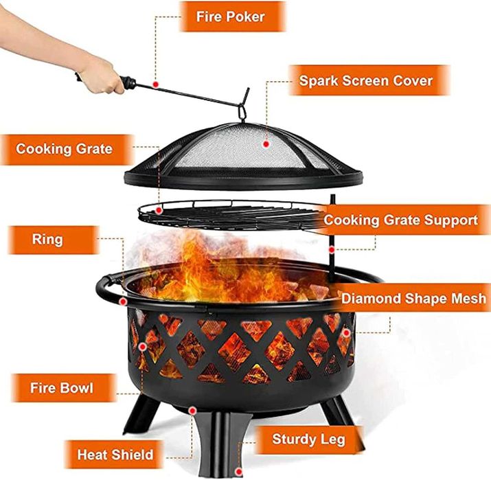 Nowy grill stalowy / czarny / palenisko / kociołek / ognisko !A3001!
