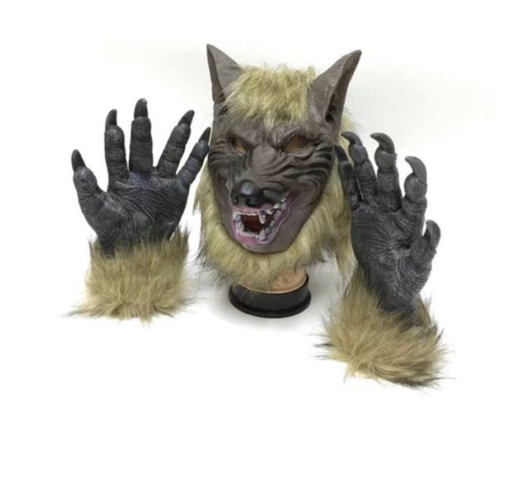 Комплект для Хэллоуина Маска с перчатками Волк Оборотень