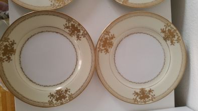 jogo de 8 pratos porcelana Isamu Satol China pintada a po oro 24k