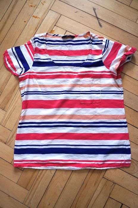 11. T-shirt, bluzka, koszula, koszulka F&F rozm. M w paski granat róż