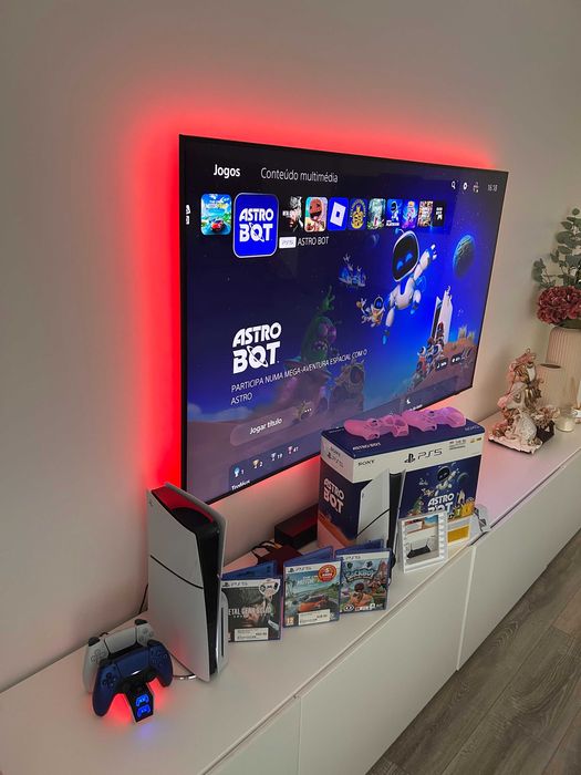 Ps5 Slim C/ Nova e Garantia+2 Comandos+4 Jogos+Caixa Playstation 5