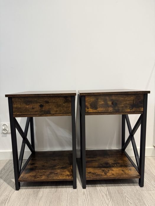 Komplet dwóch szafek stolików nocnych w stylu industrialnym