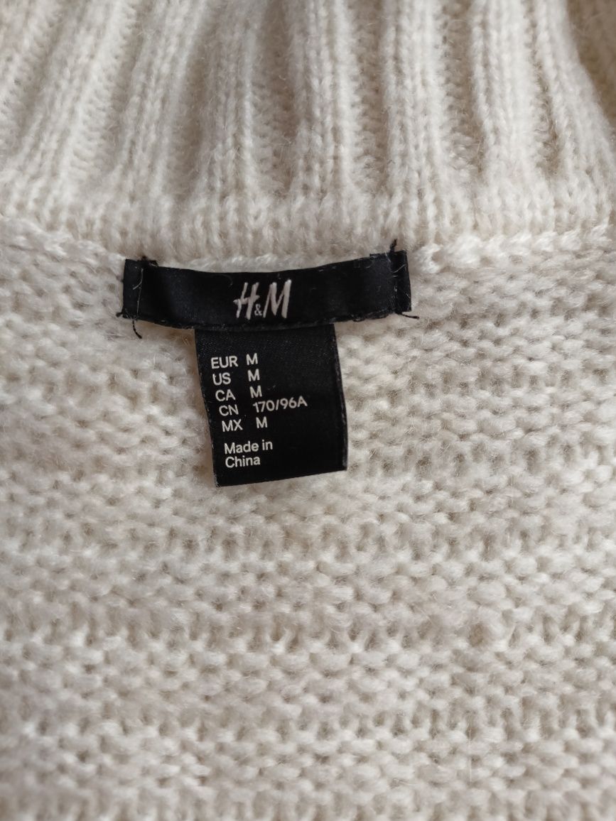 Damski sweter ecru z golfem H&M M 38 L 40 Xl 42