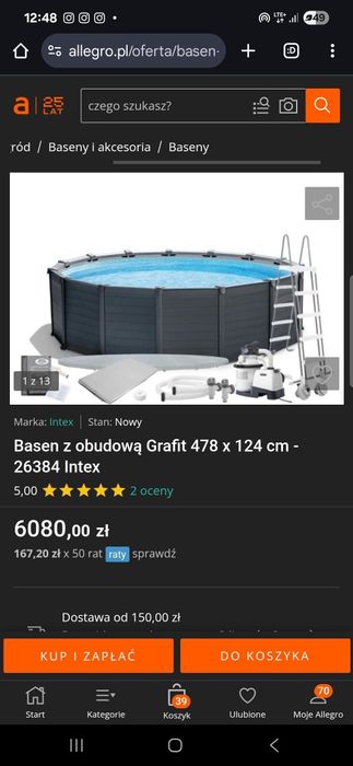 Basen z obudową  4,78x1,24m