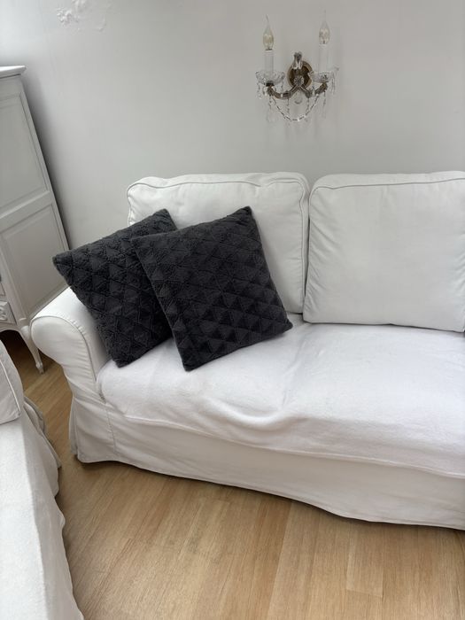 Zestaw sofa 3 osobowa+szelong+pufa Ikea