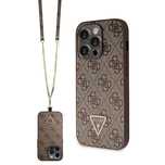 Etui Guess Crossbody 4g Metal Logo na iPhone 14 Pro Max - brązowe