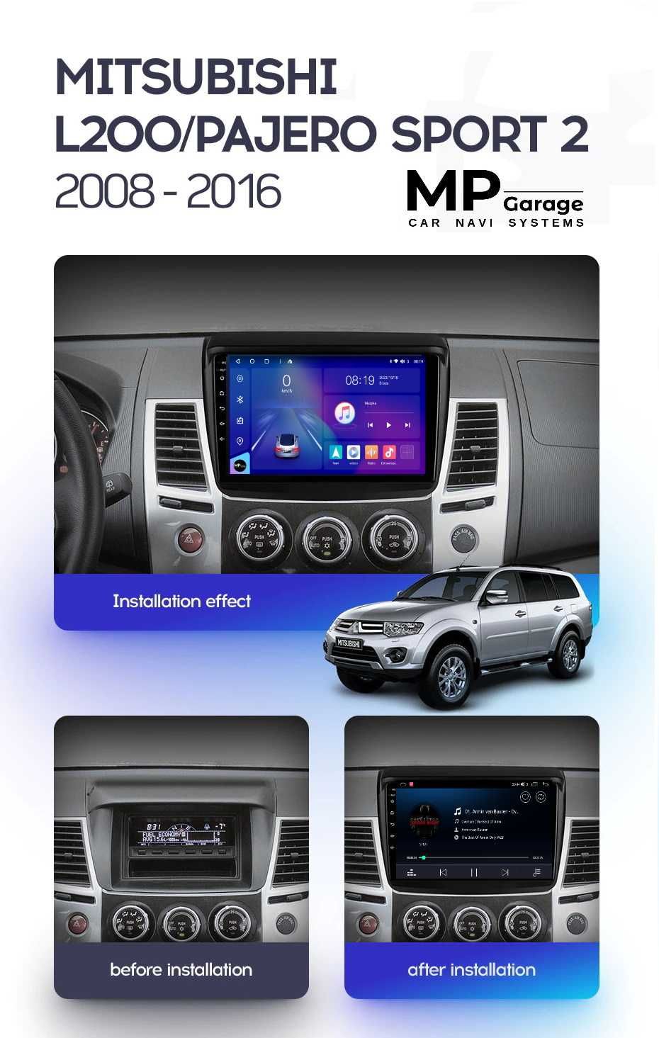 Mitsubishi Pajero Sport / L200 Radio Android 4G Qled CarPlay/AA LTE