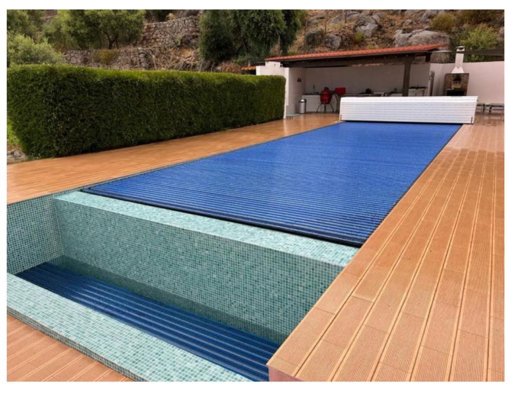cobertura de segurança elétrica piscina, laminas brancas 4x8m
