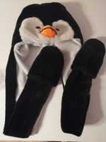 Zimowa czapka - szalik - rękawiczki, pingwinek